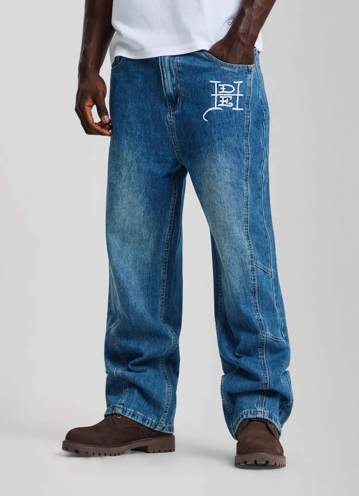 Ed Hardy Serpent Skull Graphic Relaxed Jeans Mid Blue - OnSize