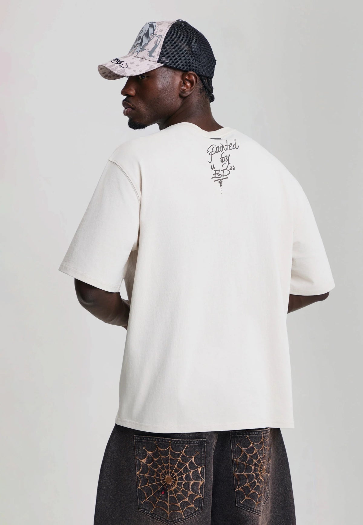 Ed Hardy Life Is A Gamble Graphic Relaxed T-Shirt Ecru - OnSize