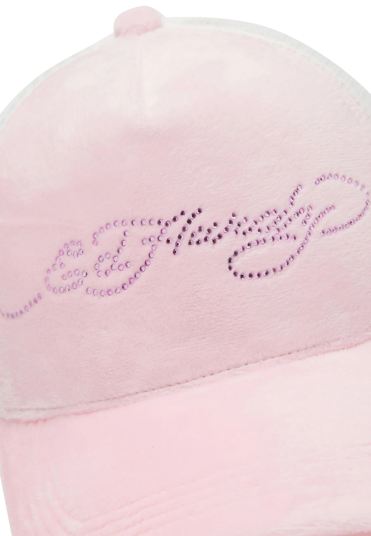 Ed Hardy Diamante Velour 5 Panel Baby Pink Trucker Cap - OnSize