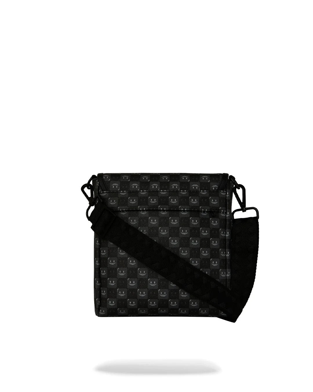 Sprayground Sharks In Paris WTF Bubbly Black Check Messenger Sling - OnSize