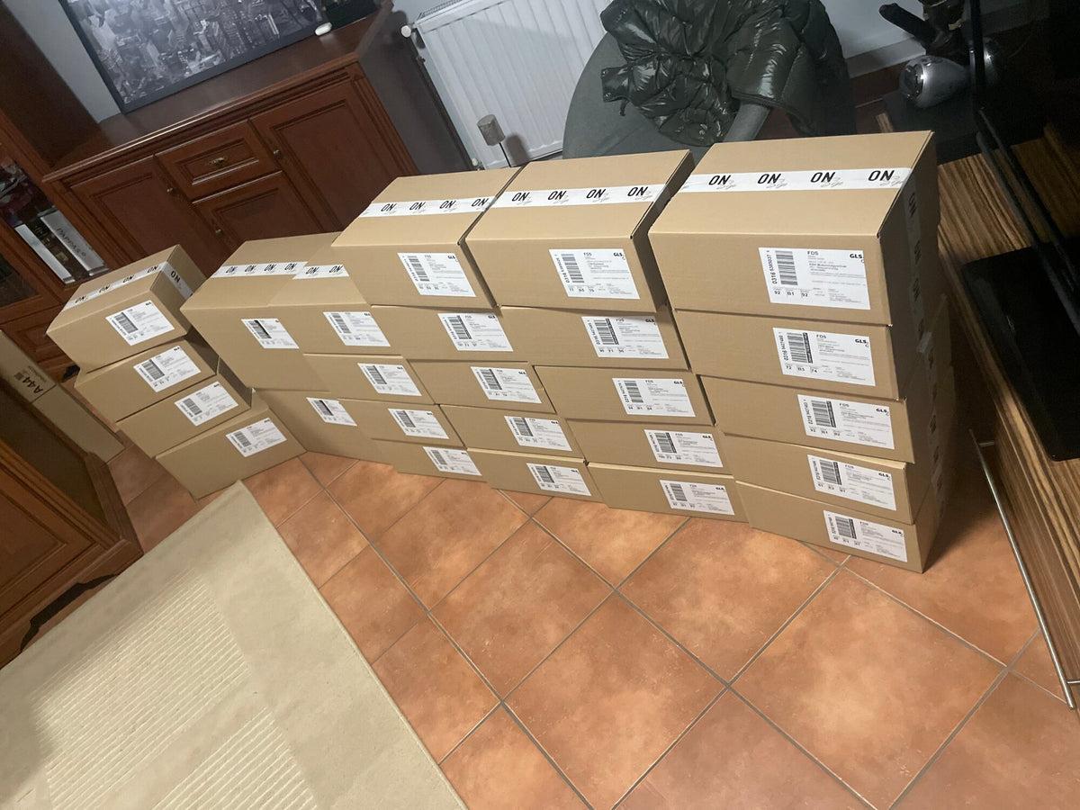 Rows of labelled parcels sealed with OnSize tape